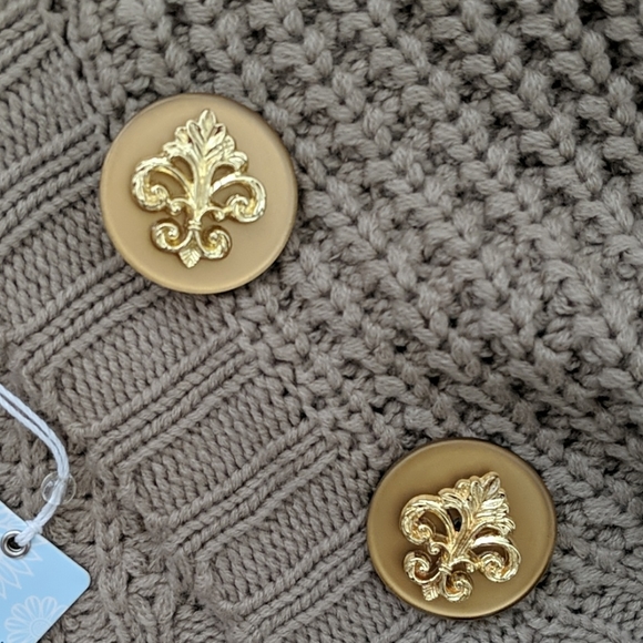 Tan Knit Neck Warmer Muffler with Buttons - Picture 4 of 5